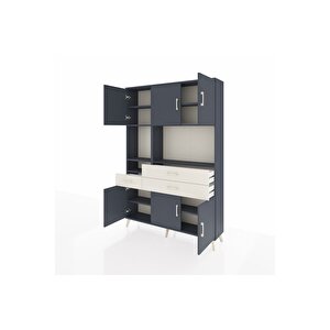 Arges Dolap 9 Raflı 3 Çekmeceli 6 Kapaklı 132x30x195 Antrasit-antrasit/aytaşı