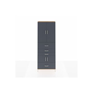 Arges Dolap 4 Raflı 4 Çekmeceli 4 Kapaklı 88x30x243 Çam-antrasit