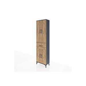 Arges Dolap 2 Raflı Tek Çekmeceli Tek Askılı 60x30x221 Antrasit-çam