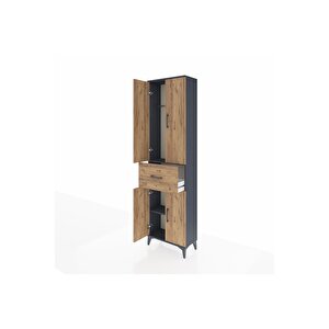 Arges Dolap 2 Raflı Tek Çekmeceli Tek Askılı 60x30x221 Antrasit-çam