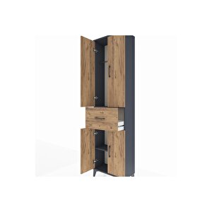 Arges Dolap 2 Raflı Tek Çekmeceli Tek Askılı 60x30x221 Antrasit-çam