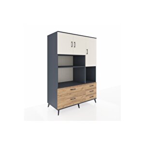 Kronos Dolap 8 Raflı 5 Çekmeceli 3 Kapaklı 132x59x195 Antrasit-aytaşı/çam