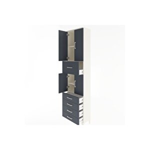 Arges Dolap 4 Raflı 5 Çekmeceli 4 Kapaklı 60x30x243 Aytaşı-antrasit