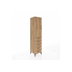 Hyperion Dolap 3 Raflı 5 Çekmeceli Tek Kapaklı 44x44x195 Çam-çam