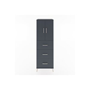 Hyperion Dolap 2 Raflı 3 Çekmeceli 2 Kapaklı 60x44x182 Antrasit-antrasit