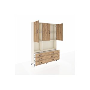 Arges Gardrop 6 Raflı 6 Çekmeceli 3 Kapaklı 132x30x195 Aytaşı-çam