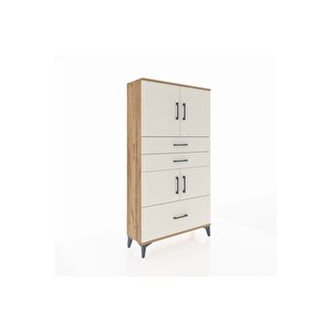 Arges Dolap 3 Raflı 3 Çekmeceli 4 Kapaklı 88x30x163 Çam-aytaşı