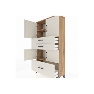 Arges Dolap 3 Raflı 3 Çekmeceli 4 Kapaklı 88x30x163 Çam-aytaşı