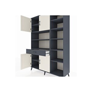 Hyperion Dolap 10 Raflı Tek Çekmeceli 4 Kapaklı 132x44x195 Antrasit-aytaşı/antrasit