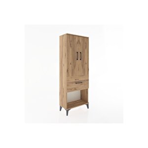 Arges Dolap 3 Raflı Tek Çekmeceli 2 Kapaklı 60x30x163 Çam-çam