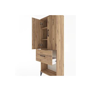Arges Dolap 3 Raflı Tek Çekmeceli 2 Kapaklı 60x30x163 Çam-çam
