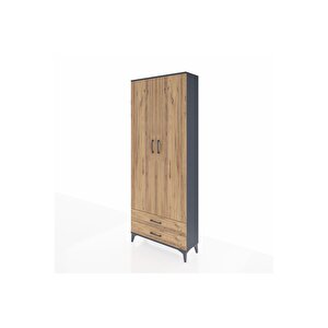 Arges Dolap 5 Raflı 2 Çekmeceli 2 Kapaklı 88x30x221 Antrasit-çam