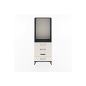 Arges Dolap Tek Raflı 4 Çekmeceli Tek Askılı 60x30x163 Antrasit-aytaşı