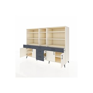 Kronos Dolap 11 Raflı 5 Çekmeceli 4 Kapaklı 220x59x163 Aytaşı-aytaşı/antrasit