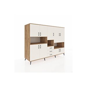 Kronos Dolap 13 Raflı 3 Çekmeceli 9 Kapaklı 220x59x163 Çam-aytaşı