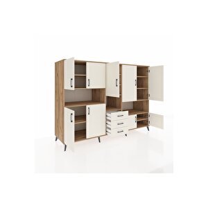 Kronos Dolap 13 Raflı 3 Çekmeceli 9 Kapaklı 220x59x163 Çam-aytaşı