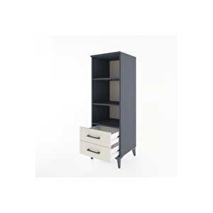 Hyperion Dolap 3 Raflı 2 Çekmeceli 44x44x134 Antrasit-aytaşı