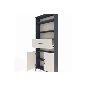 Arges Dolap 5 Raflı Tek Çekmeceli 2 Kapaklı 88x30x221 Antrasit-aytaşı