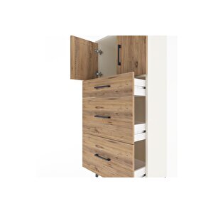 Arges Dolap Tek Raflı 3 Çekmeceli 2 Kapaklı 60x30x134 Aytaşı-çam