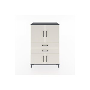 Hyperion Dolap 2 Raflı 2 Çekmeceli 4 Kapaklı 88x44x134 Antrasit-aytaşı