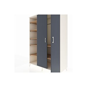 Kronos Dolap 7 Raflı 2 Kapaklı Tek Askılı 132x59x195 Aytaşı-antrasit/çam