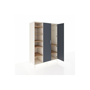 Kronos Dolap 7 Raflı 2 Kapaklı Tek Askılı 132x59x195 Aytaşı-antrasit/çam