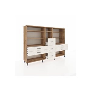 Hyperion Dolap 8 Raflı 7 Çekmeceli  220x44x163 Çam-çam/aytaşı