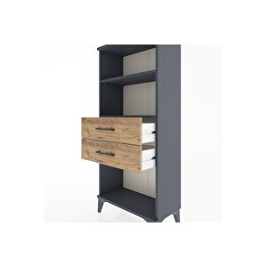 Hyperion Dolap 2 Raflı 2 Çekmeceli 60x44x134 Antrasit-çam