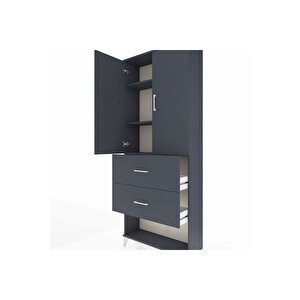 Arges Dolap 3 Raflı 2 Çekmeceli 2 Kapaklı 88x30x221 Antrasit-antrasit