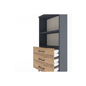 Arges Dolap 2 Raflı 3 Çekmeceli 60x30x134 Antrasit-çam