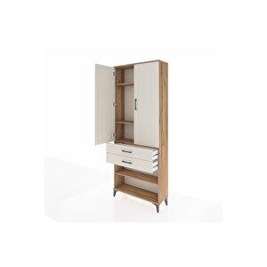 Arges Dolap 4 Raflı 2 Çekmeceli 2 Kapaklı 88x30x221 Çam-aytaşı