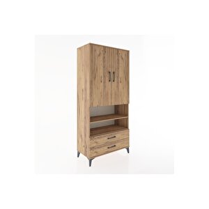 Hyperion Dolap 3 Raflı 2 Çekmeceli Tek Askılı 88x44x195 Çam-çam