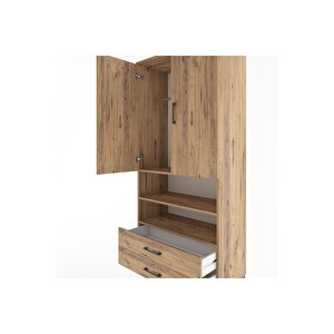 Hyperion Dolap 3 Raflı 2 Çekmeceli Tek Askılı 88x44x195 Çam-çam