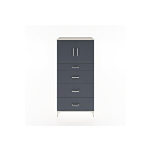 Hyperion Dolap Tek Raflı 4 Çekmeceli 2 Kapaklı 88x44x182 Aytaşı-antrasit