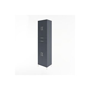 Hyperion Dolap 5 Raflı 2 Çekmeceli 4 Kapaklı 60x44x243 Antrasit-antrasit