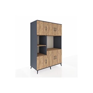 Kronos Dolap 9 Raflı 6 Kapaklı 132x59x195 Antrasit-çam/çam