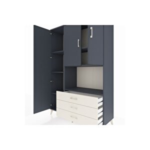 Hyperion Dolap 6 Raflı 3 Çekmeceli 3 Kapaklı 132x44x195 Antrasit-antrasit/aytaşı