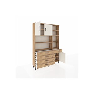 Arges Dolap 9 Raflı 5 Çekmeceli 3 Kapaklı 132x30x195 Çam-aytaşı/çam