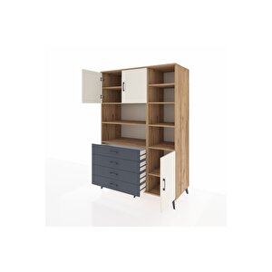 Kronos Dolap 9 Raflı 4 Çekmeceli 3 Kapaklı 132x59x195 Çam-aytaşı/antrasit