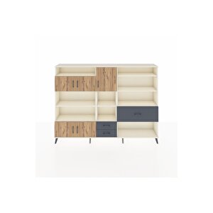 Arges Dolap 13 Raflı 3 Çekmeceli 5 Kapaklı 220x30x163 Aytaşı-çam/antrasit