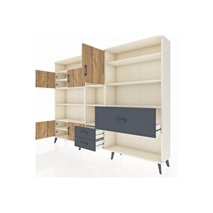 Arges Dolap 13 Raflı 3 Çekmeceli 5 Kapaklı 220x30x163 Aytaşı-çam/antrasit