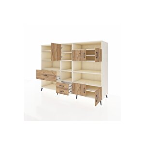Kronos Dolap 13 Raflı 3 Çekmeceli 5 Kapaklı 220x59x163 Aytaşı-çam