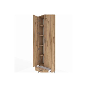 Arges Dolap 5 Raflı Tek Çekmeceli 2 Kapaklı 60x30x221 Çam-çam