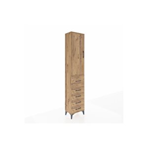 Arges Dolap 3 Raflı 5 Çekmeceli Tek Kapaklı 44x30x221 Çam-çam