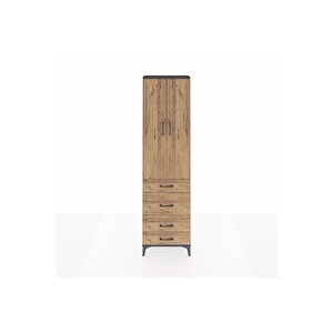 Arges Dolap 2 Raflı 4 Çekmeceli Tek Askılı 60x30x221 Antrasit-çam