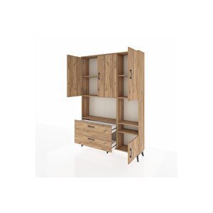 Arges Gardrop 7 Raflı 2 Çekmeceli 4 Kapaklı 132x30x195 Çam-çam