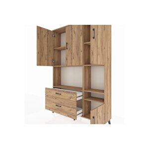 Arges Gardrop 7 Raflı 2 Çekmeceli 4 Kapaklı 132x30x195 Çam-çam