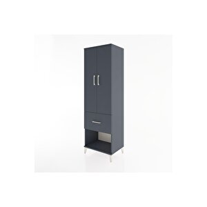 Hyperion Dolap 4 Raflı Tek Çekmeceli 2 Kapaklı 60x44x195 Antrasit-antrasit