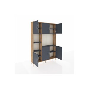 Arges Gardrop 9 Raflı 6 Kapaklı 132x30x195 Çam-antrasit