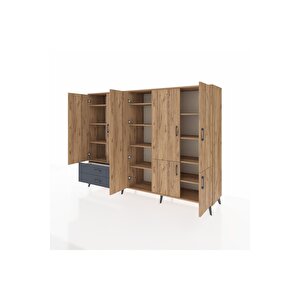 Hyperion Dolap 12 Raflı 2 Çekmeceli 7 Kapaklı 220x44x163 Çam-çam/antrasit